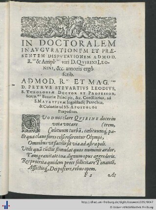 In Doctoralem Inaugurationem