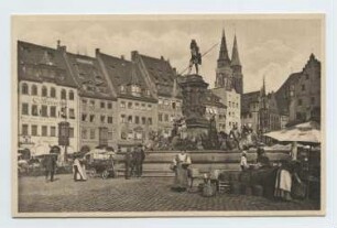 Hauptmarkt, Nürnberg mit Neptunbrunnen, Schönen Brunnen und Sebalduskirche: Ansicht
