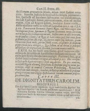 Caput III. De Dignitatibus Carolim. Discursus I. - III.