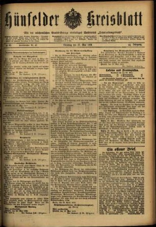 Ausgabe vom Dienstag, den 27. Mai 1919.