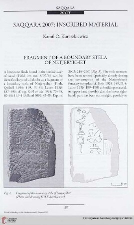 19: Saqqara 2007: Inscribed material
