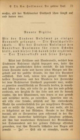 Neunte Vigilie. Wie der Student Anselmus zu einiger Vernunft gelangte ...
