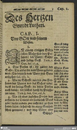 Cap. I. Von Gott und seinem Wesen