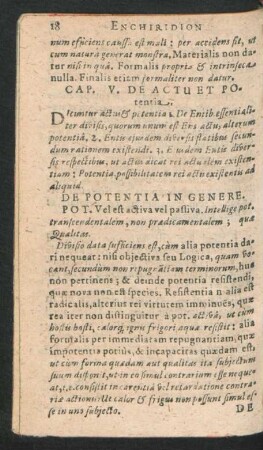 Cap. V. De Actu Et Potentia.
