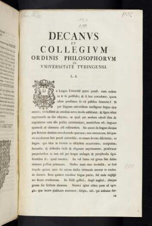 Decanus et Collegium Ordinis Philosophorum ...