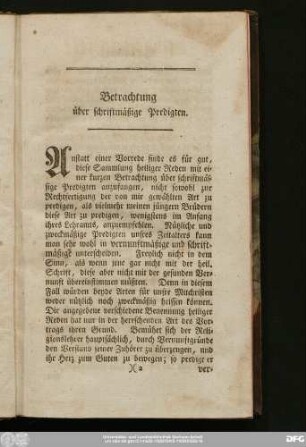 Betrachtung über schriftmäßige Predigten.