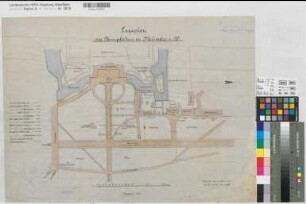 Münster (Münster) Schloßplatz (Neuplatz) Lageplan mit Terrainhöhen 1902 1 : 1250 47 x 63 kol. Zeichnung KSM Nr. 1576