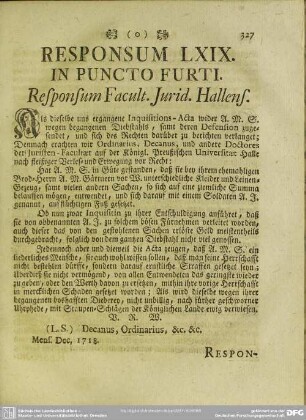 Responsum LXIX. In Puncto Furti