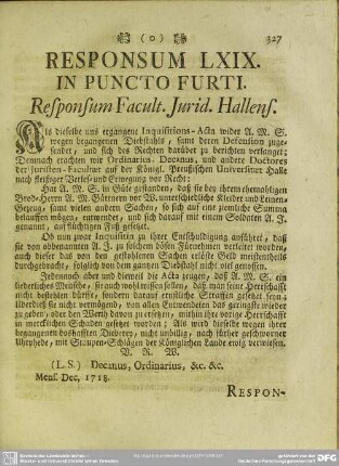 Responsum LXIX. In Puncto Furti