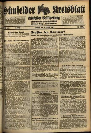 Erste Ausgabe vom Dienstag, den 06. Oktober 1931.