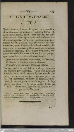 D. Junii Juvenalis Vita