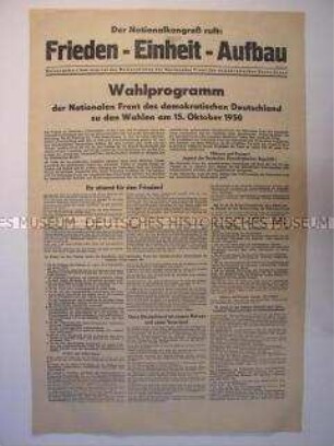 Sonderdruck mit dem Wahlprogramm und einem Aufruf zur Stimmabgabe für die Kandidaten der Nationalen Front