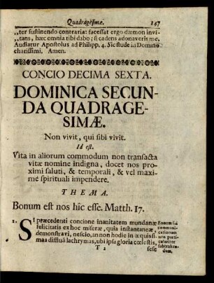Concio Decima Sexta. Dominica Secunda Quadragesimae.