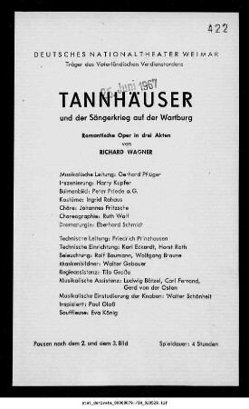 Tannhäuser und der Sängerkrieg auf der Wartburg