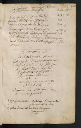 Sommerhalbjahr 1752. Rektorat Gottfried Daniel Hoffmann