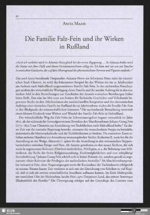 Die Familie Falz-Fein und ihr Wirken in Rußland
