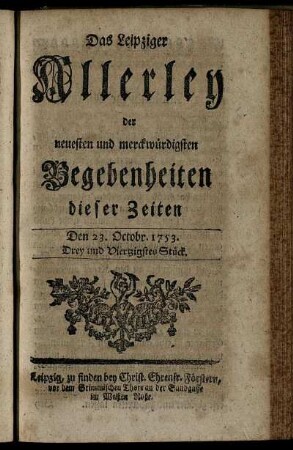 Den 23. Octobr. 1753. Drey und Viertzigstes Stück.