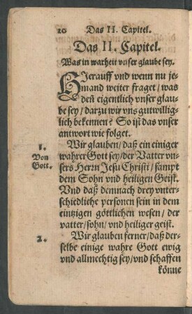 Das II. Capitel. Was in warheit unser glaube sey