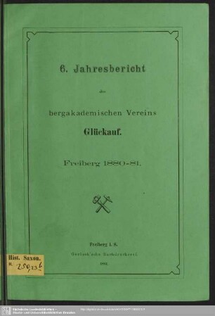 6.1880/81: Jahresbericht des Bergakademischen Vereins Glückauf