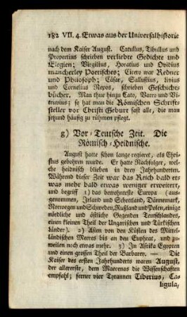 g) Vor-Teutsche Zeit. Die Römisch-Heidnische.