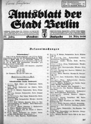 Sonderausgabe, 25. März 1936