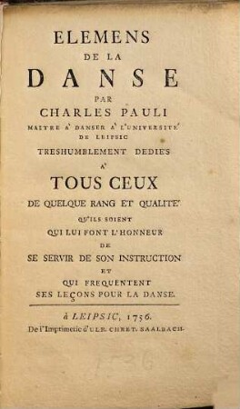 Elemens de la danse