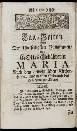 Tag-Zeiten Von Der Uberseeligsten Jungfrauen ...
