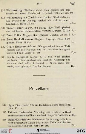 Porzellane (Nr. 544-626)