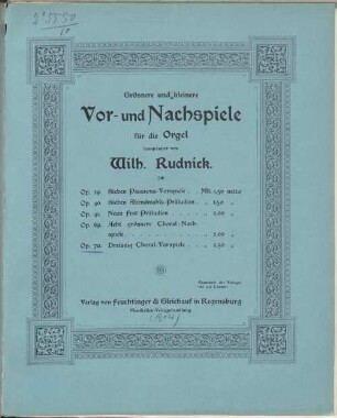 Dreissig Choral-Vorspiele : op. 70
