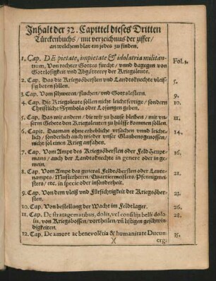 Inhalt der 32. Capittel dieses Dritten Türckenbuchs