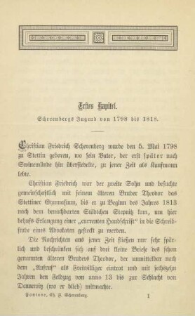 Erstes Kapitel. Scherenbergs Jugend von 1798 bis 1818