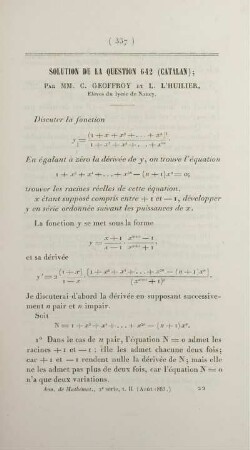Solution de la question 642 (Catalan).