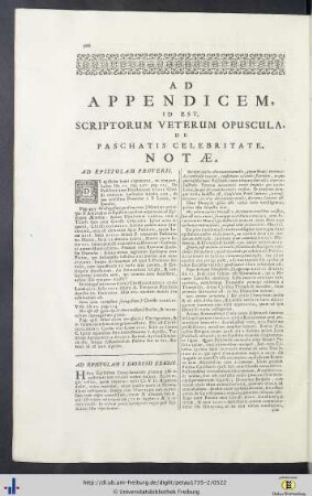 Ad appendicem ... notae.