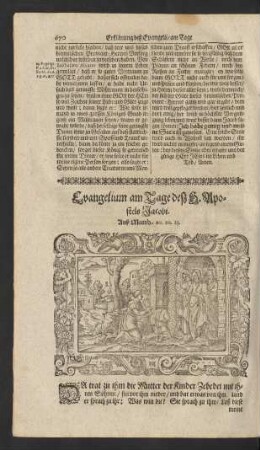Evangelium am Tage desz H. Apostels Jacobi. ...