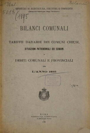 Bilanci comunali : per l'anno .... 1895 (1896)