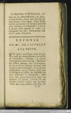 Réponse De Mme.Du Castelet A La Veuve