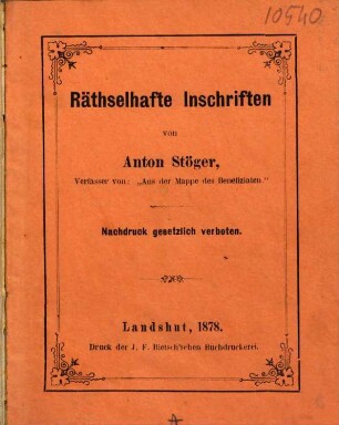 Räthselhafte Inschriften