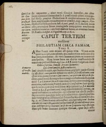 Caput Tertium considerat Philautiam Circa Famam.