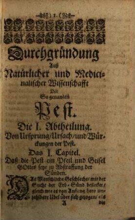 Athanasii Kircheri ... Natürliche und Medicinalische Durchgründung Der laidigen ansteckenden Sucht und so genanten Pestilentz