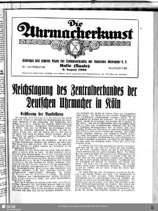 Reichstagung des Zentralverbandes der Deutschen Uhrmacher in Köln