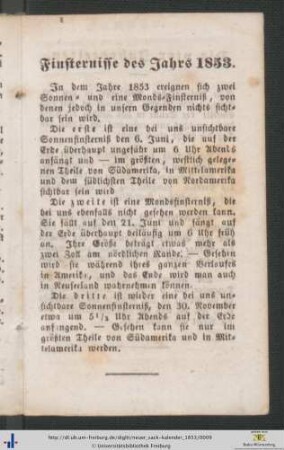 Finsternisse des Jahres 1853.
