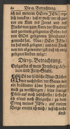 Die 19. Betrachtung. Golgatha ist mein Freyberg/ Asylum und Frey-Stadt.