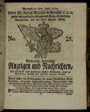 No. 25. Montags, den 18ten Junii, 1759.