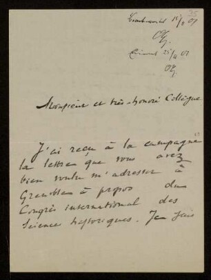 35: Brief von Paul Fournier an Otto von Gierke, Chaligny, 11.4.1907