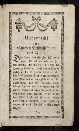 III-XVI, Unterricht zur täglichen Beschäfftigung eines Christen.