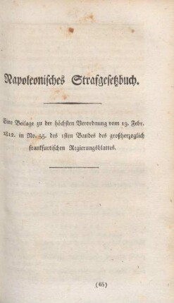 Napoleonisches Strafgesetzbuch.