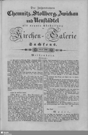 Weißenborn (Beschluß), Mosel, Niederschindmaas, Schönfels : 20. Lieferung