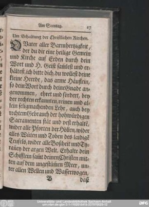 Um Erhaltung der Christlichen Kirchen.