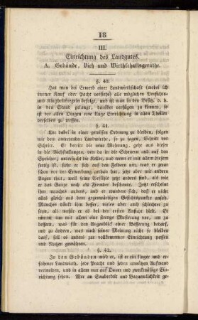III. Einrichtung des Landgutes.