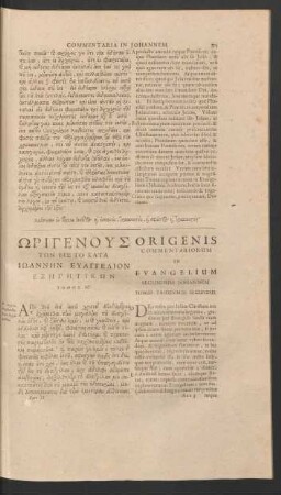 [...] = Origenis Commentariorum In Evangelium Secundum Johannem Tomus Trigesimus Secundus.